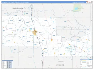 Grand Forks Metro Area Business Reference style ZIP Code wall map