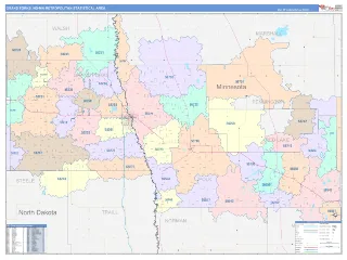Grand Forks Metro Area ColorCast style ZIP Code wall map