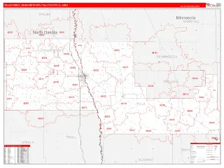 Grand Forks Metro Area RedLine style ZIP Code wall map