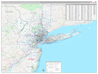New York-Newark-Jersey City Metro Area Classic style ZIP Code wall map
