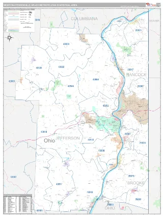 Weirton-Steubenville Metro Area Classic style ZIP Code wall map