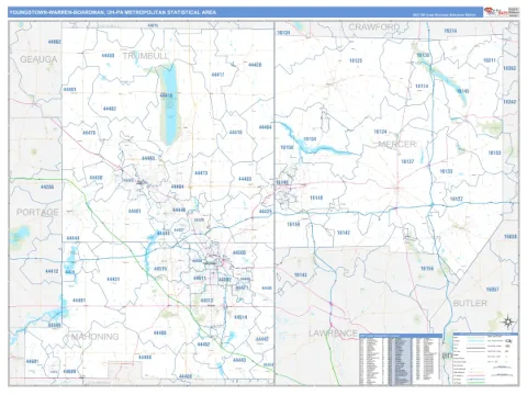 Youngstown-Warren-Boardman metro area map