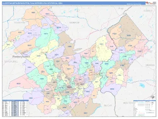 Allentown-Bethlehem-Easton Metro Area ColorCast style ZIP Code wall map