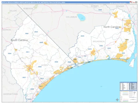 Myrtle Beach-Conway-North Myrtle Beach metro area map