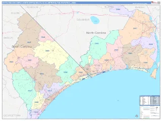Myrtle Beach-Conway-North Myrtle Beach Metro Area ColorCast style ZIP Code wall map