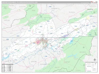 Kingsport-Bristol-Bristol Metro Area Classic style ZIP Code wall map