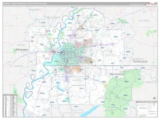 Memphis Metro Area Classic style ZIP Code wall map