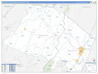 Winchester Metro Area Business Reference style ZIP Code wall map