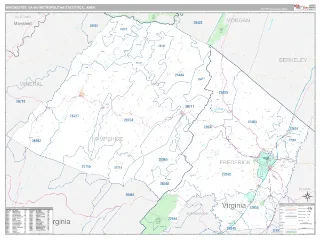 Winchester Metro Area Classic style ZIP Code wall map