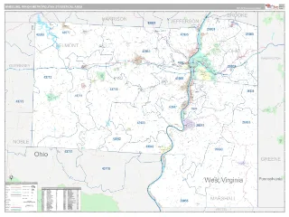 Wheeling Metro Area Classic style ZIP Code wall map