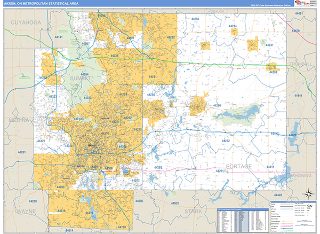 Akron metro area ZIP Code wall map in the Business Reference Style