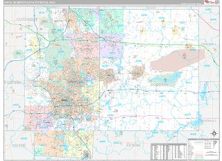 Akron metro area ZIP Code wall map in the Classic Style