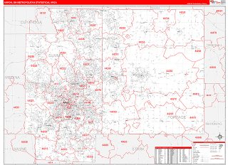 Akron metro area ZIP Code wall map in the RedLine Style