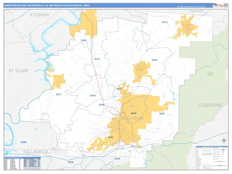 Anniston-Oxford-Jacksonville metro area map