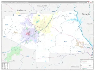 Auburn-Opelika Metro Area Classic style ZIP Code wall map