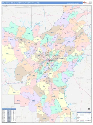 Birmingham-Hoover Metro Area ColorCast style ZIP Code wall map