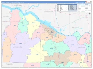 Decatur Metro Area ColorCast style ZIP Code wall map
