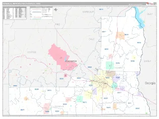 Dothan Metro Area Classic style ZIP Code wall map