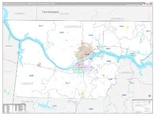 Florence-Muscle Shoals Metro Area Classic style ZIP Code wall map