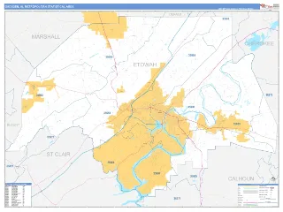 Gadsden Metro Area Business Reference style ZIP Code wall map