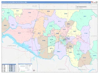 Huntsville Metro Area ColorCast style ZIP Code wall map