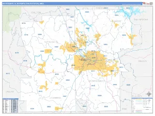 Montgomery Metro Area Business Reference style ZIP Code wall map