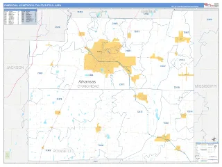 Jonesboro Metro Area Business Reference style ZIP Code wall map