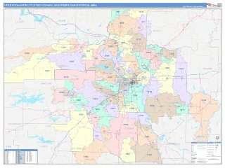 Little Rock-North Little Rock-Conway Metro Area ColorCast style ZIP Code wall map