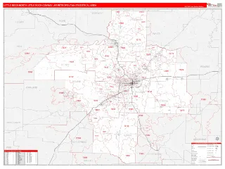 Little Rock-North Little Rock-Conway Metro Area RedLine style ZIP Code wall map