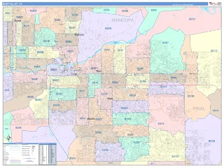 East Valley Metro Area ColorCast style ZIP Code wall map