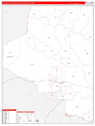 Flagstaff Metro Area RedLine style ZIP Code wall map