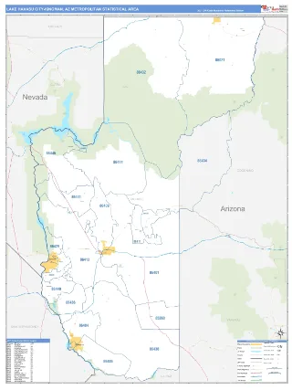 Lake Havasu City-Kingman Metro Area Business Reference style ZIP Code wall map