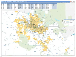 Phoenix-Mesa-Scottsdale Metro Area Business Reference style ZIP Code wall map