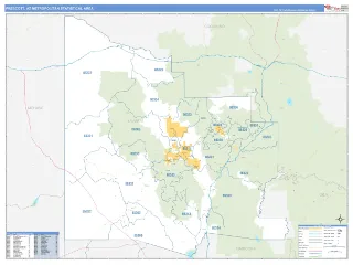 Prescott Metro Area Business Reference style ZIP Code wall map