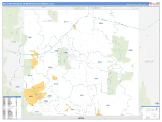 Sierra Vista-Douglas Metro Area Business Reference style ZIP Code wall map
