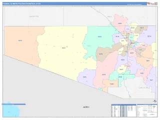 Tucson Metro Area ColorCast style ZIP Code wall map