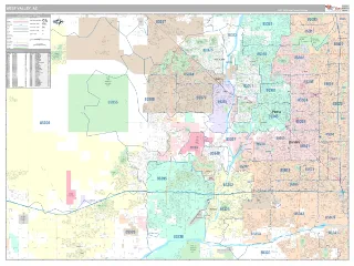 West Valley Metro Area Classic style ZIP Code wall map
