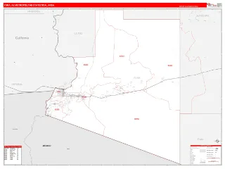 Yuma Metro Area RedLine style ZIP Code wall map