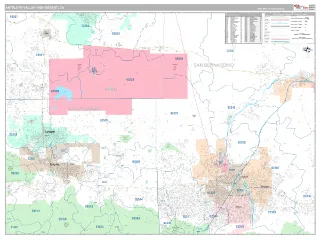 Antelope Valley-High Desert Metro Area Classic style ZIP Code wall map