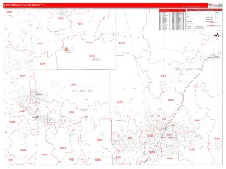 Antelope Valley-High Desert Metro Area RedLine style ZIP Code wall map