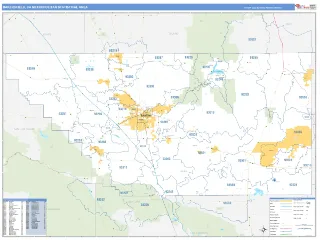 Bakersfield Metro Area Business Reference style ZIP Code wall map
