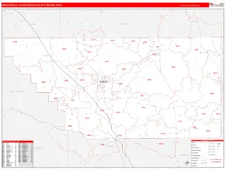 Bakersfield Metro Area RedLine style ZIP Code wall map