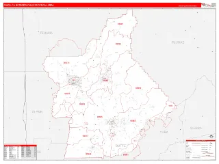 Chico Metro Area RedLine style ZIP Code wall map