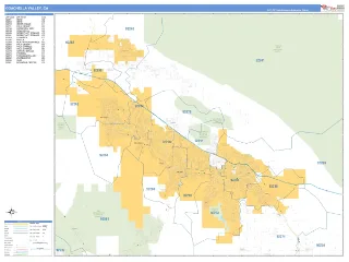 Coachella Valley Metro Area Business Reference style ZIP Code wall map