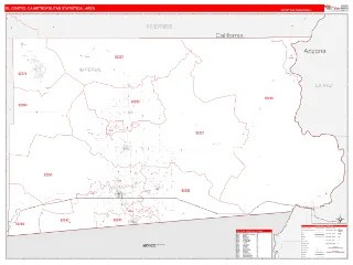 El Centro Metro Area RedLine style ZIP Code wall map