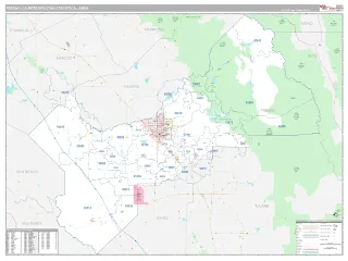 Fresno Metro Area Classic style ZIP Code wall map