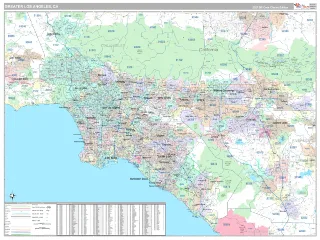 Greater Los Angeles Metro Area Classic style ZIP Code wall map