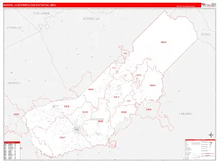 Madera Metro Area RedLine style ZIP Code wall map