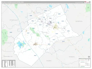 Merced Metro Area Classic style ZIP Code wall map