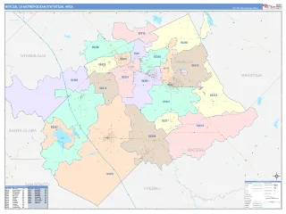 Merced Metro Area ColorCast style ZIP Code wall map